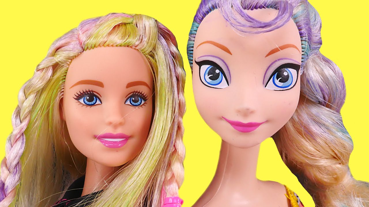 Barbie Mix ‘N Color Elsa Hair Color Painting Disney Frozen Doll Hair Dying