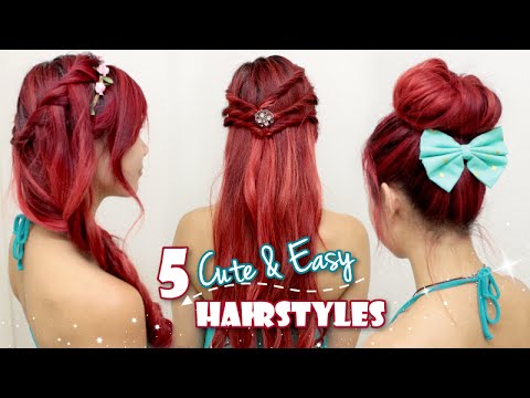 5 Quick & Easy Hairstyles for Medium Long Hair l Cute Everyday Hairstyles for School & Work