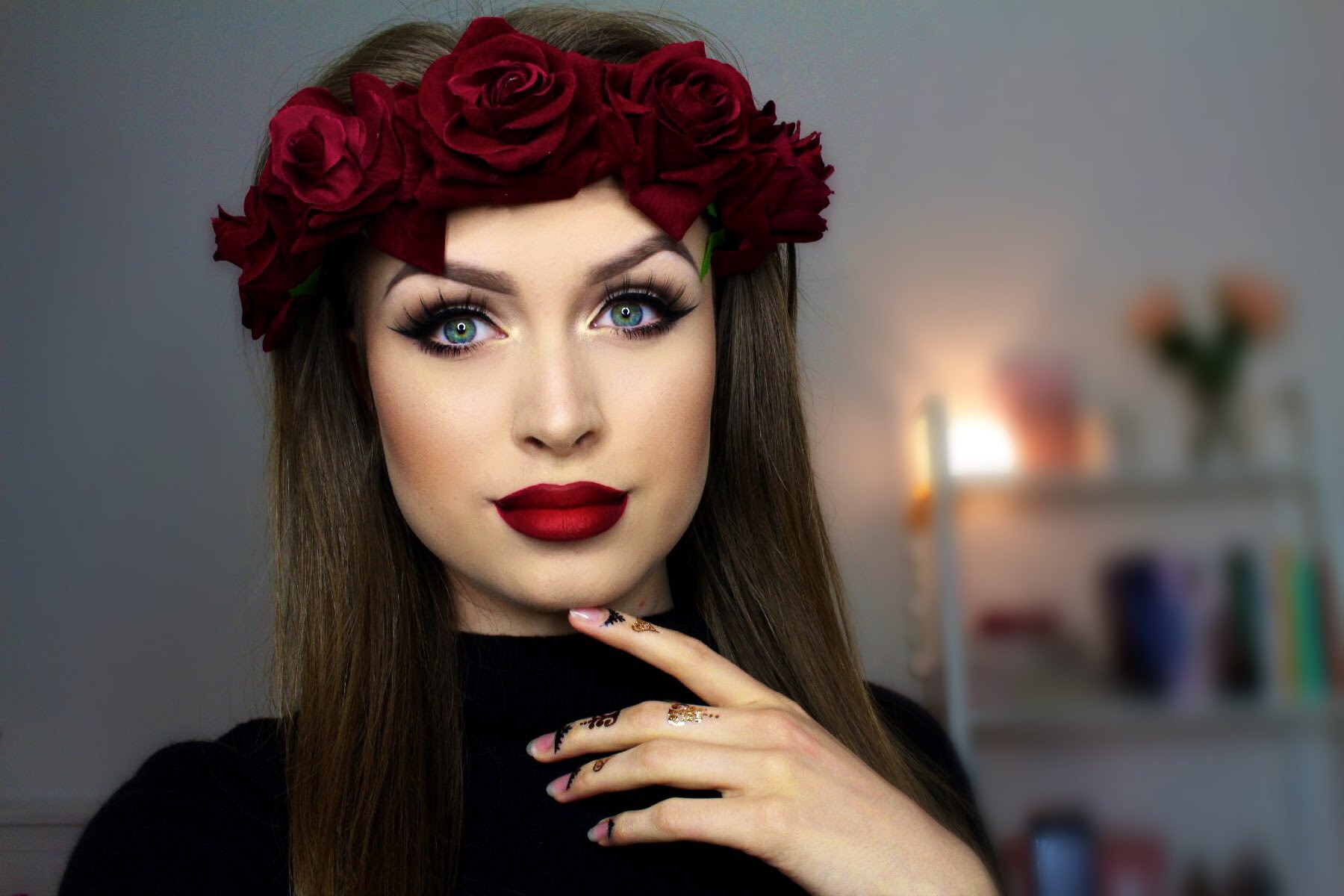 Big eyes and red ombre lips // Fall makeup tutorial