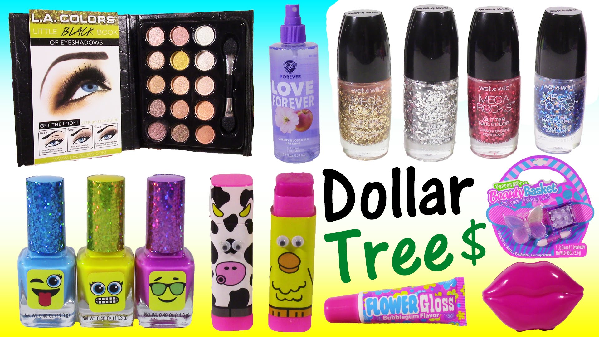 DOLLAR Tree Beauty Haul! Kids Makeup EYESHADOW Book Shimmer SPRAY Emoji Nail Polish Lips! MLP